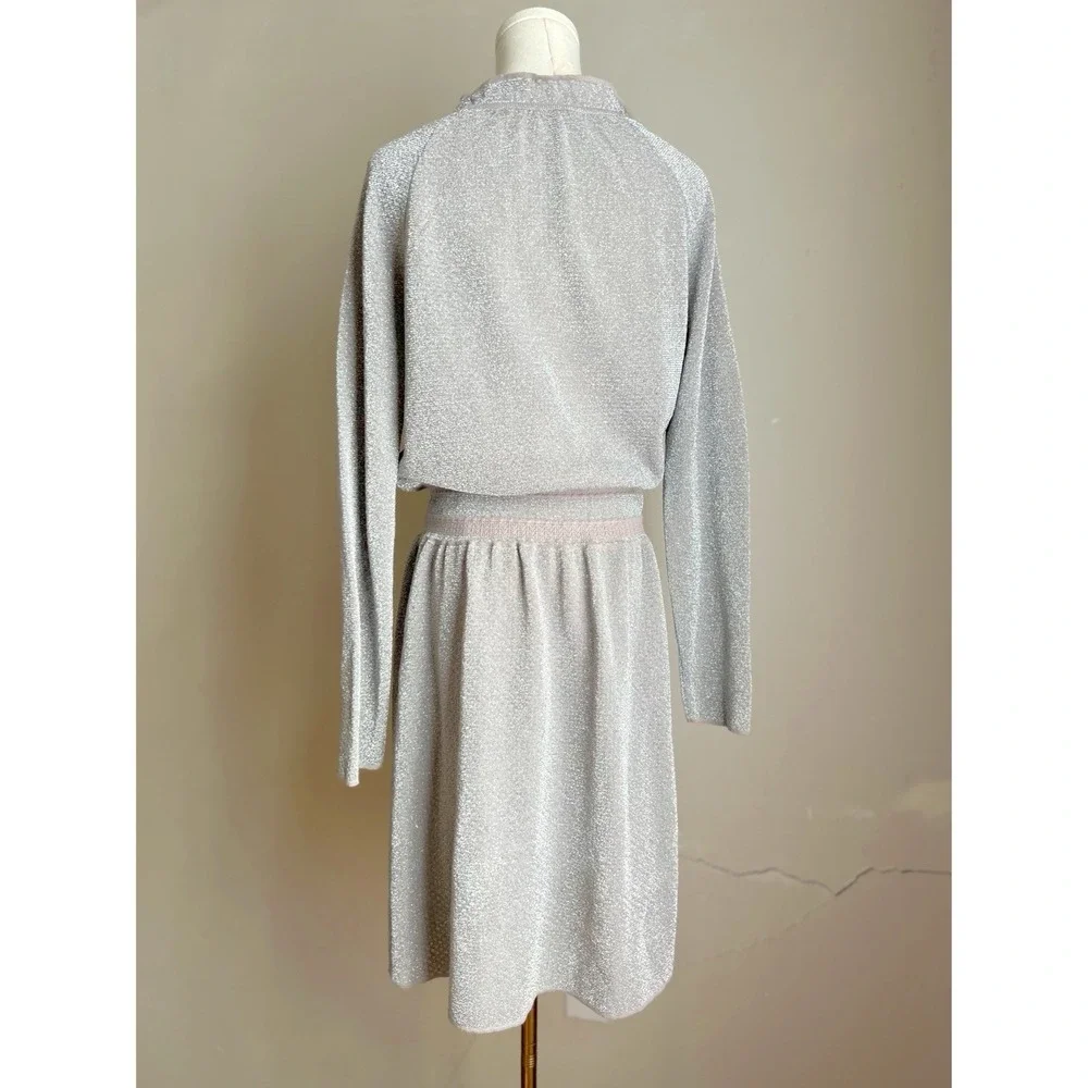 Tory Burch - Isabelle Silver Metallic Cocktail Dress Size L